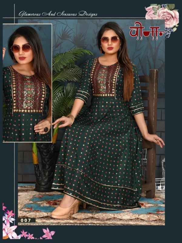 Trendy Veena Rayoyon Slub Print Designer kurti collection